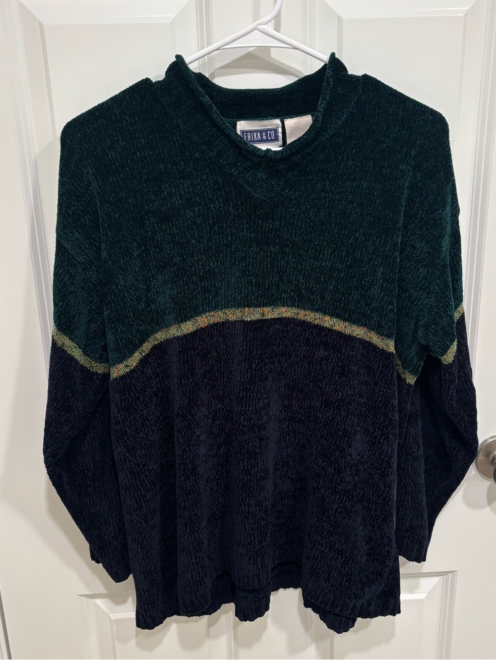 Erika & Co Striped Green Blue Sweater Womens U.S. Large